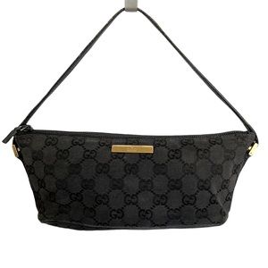 Authentic Gucci Monogram Boat Pochette Bag Black